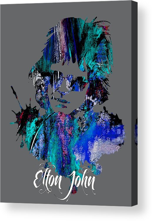 Elton John Acrylic Print featuring the mixed media Elton John Collection #22 by Marvin Blaine