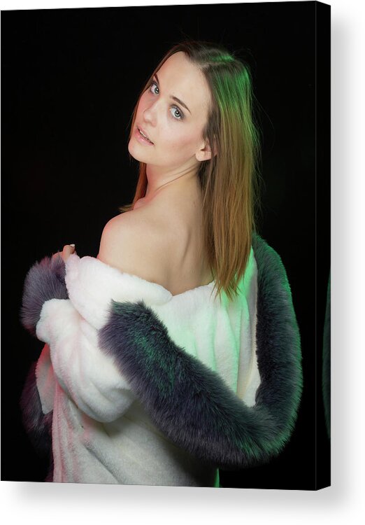 Sexy Acrylic Print featuring the photograph Coat Boudoir #3 by La Bella Vita Boudoir