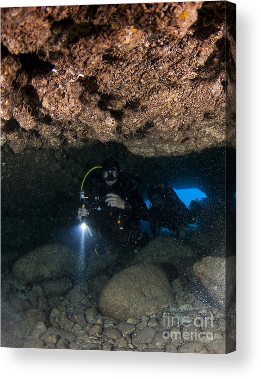 Mediterranean Acrylic Print featuring the photograph Mediterranean sea caves #3 by Hagai Nativ