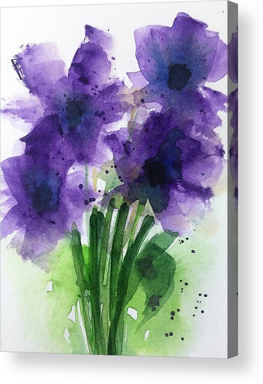 4 Abstract Purple Flowers Acrylic Print by Britta Zehm