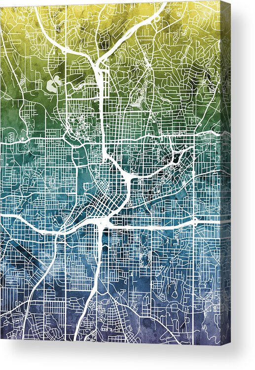 Street Map Acrylic Print featuring the digital art Atlanta Georgia City Map #4 by Michael Tompsett