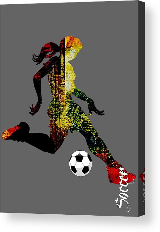 Soccer Acrylic Print featuring the mixed media Soccer Collection #5 by Marvin Blaine