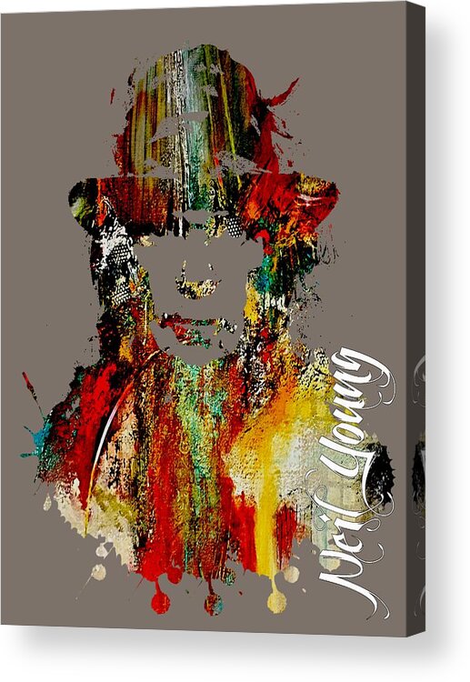 Neil Young Acrylic Print featuring the mixed media Neil Young Collection #15 by Marvin Blaine