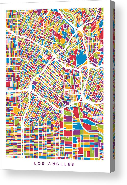 A Street Map Of Los Angeles Acrylic Print featuring the digital art Los Angeles City Street Map #5 by Michael Tompsett