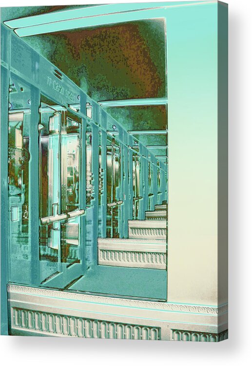Lobby Acrylic Print featuring the photograph 77 Geary Blue by Jessica Levant