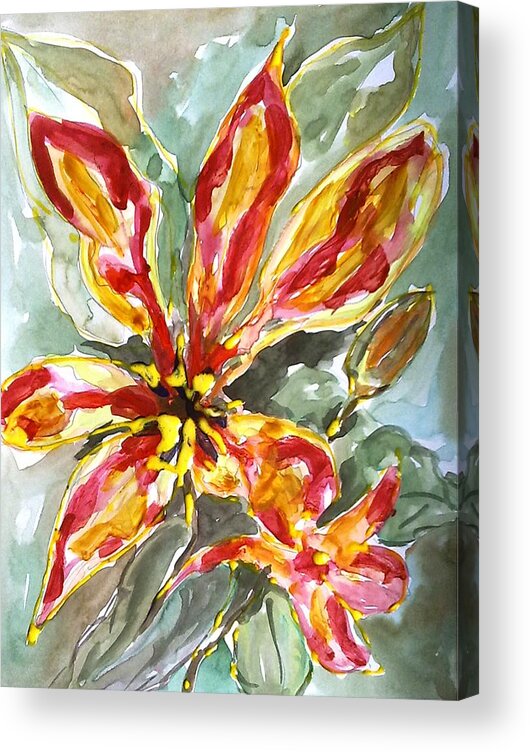 Abstract Flowers Acrylic Print featuring the painting Divine Flowers #90 by Baljit Chadha