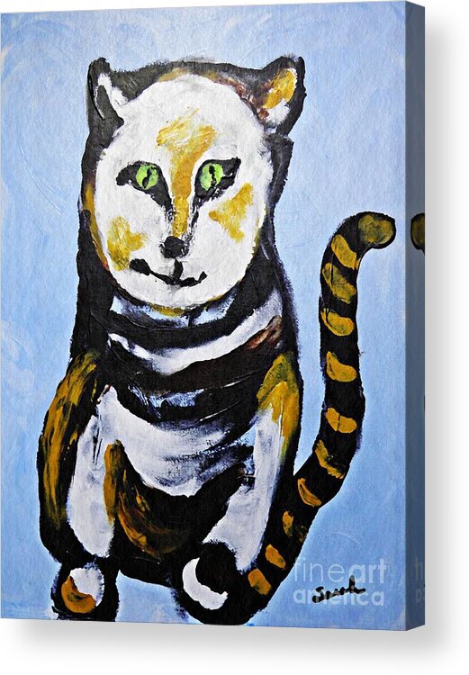 Cat Acrylic Print featuring the painting A Cat for Lynne by Sarah Loft