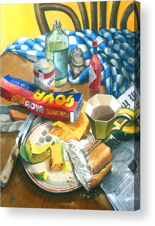 Still Life Acrylic Print featuring the painting A Conch Breakfast by Bob George