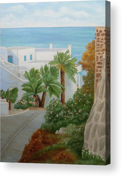 Beach Acrylic Print featuring the painting A Corner In San Jose by Angeles M Pomata