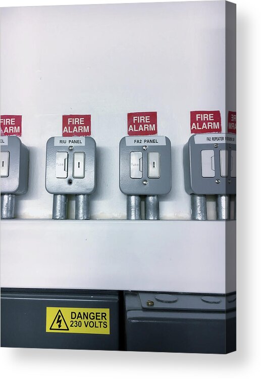 Automatic Acrylic Print featuring the photograph A fuse box by Tom Gowanlock