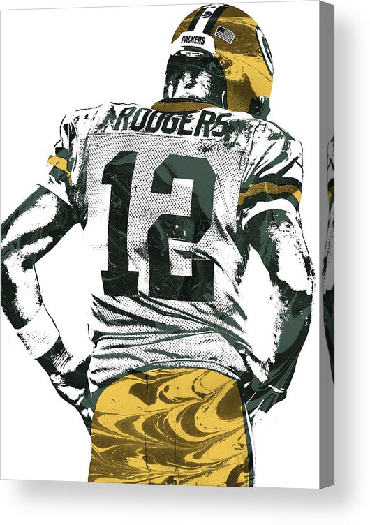 Aaron Rodgers Green Bay Packers Pixel Art 6 Acrylic Print By Joe Hamilton