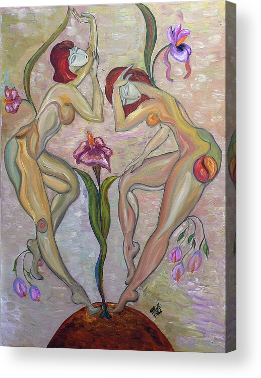 Figurative Art Paintings Acrylic Print featuring the painting Above the Earth by Mila Ryk