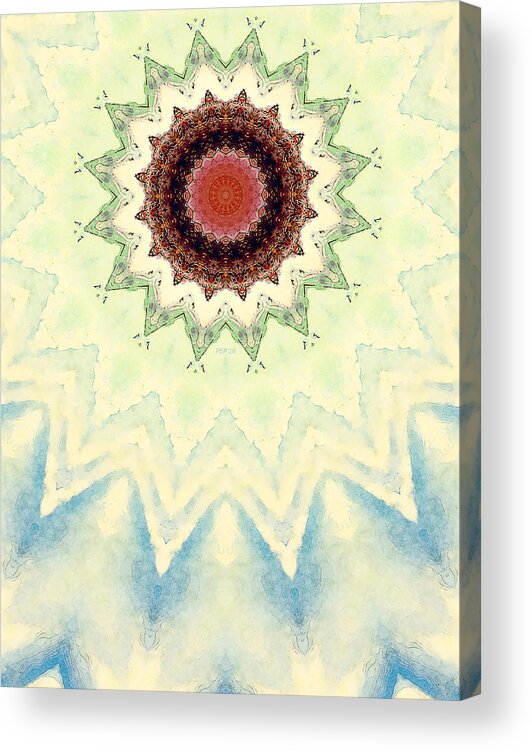 Star Acrylic Print featuring the digital art Abstract 16 Points Star by Phil Perkins