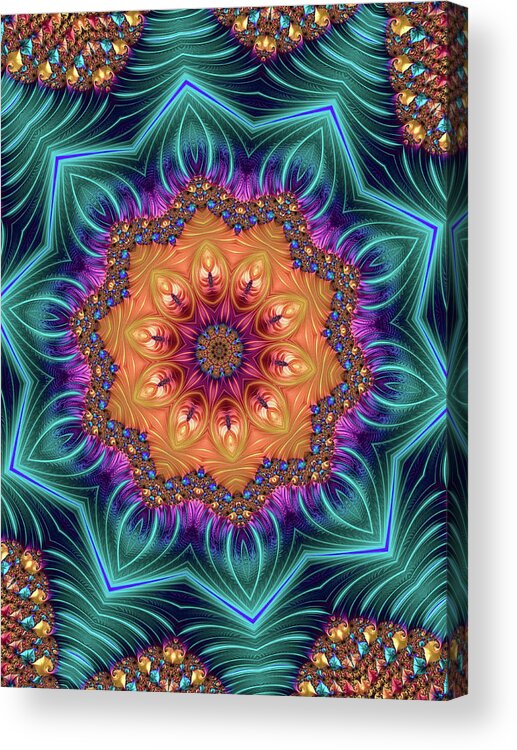 Kaleidoscope Acrylic Print featuring the digital art Abstract Kaleidoscope Art with wonderful colors by Matthias Hauser