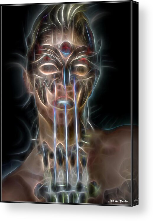 Fantasy Acrylic Print featuring the painting Abstract Portrait Of A Heroine by Jon Volden