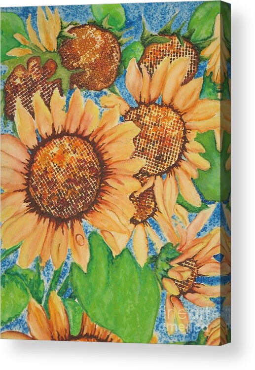 Fine Art Painting Acrylic Print featuring the painting Abstract Sunflowers by Chrisann Ellis