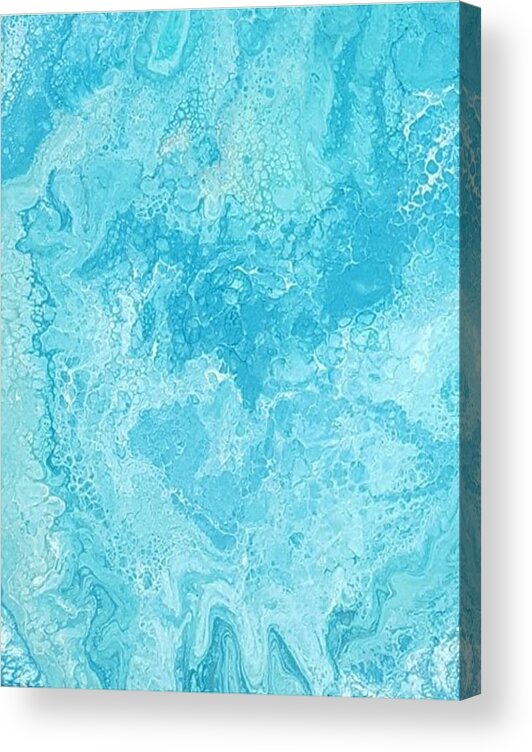 #acrylicdirtypour #abstractacrylics #abstractpainting #coolcolorart #coolart Acrylic Print featuring the painting Acrylic Dirty Pour with Teals aquas and gold by Cynthia Silverman