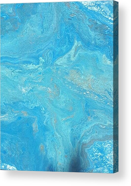 #acrylicdirtypours #abstractacrylics #coolbluesacrylics #coolpaintings #abstractartforsale #camvasartprints #originalartforsale #abstractartpaintings Acrylic Print featuring the painting Acrylic Dirty Pour with Turquoise Aquas Blues and Gold by Cynthia Silverman