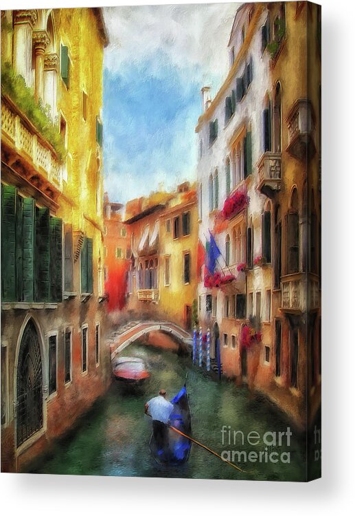 Italy Acrylic Print featuring the digital art Ahh Venezia Painterly by Lois Bryan
