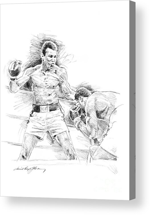 Ali Acrylic Print featuring the drawing Ali and Frazier by David Lloyd Glover