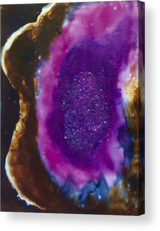 Amethyst Acrylic Print featuring the painting Amethyst Encaustic Abstract by Kay Shaffer