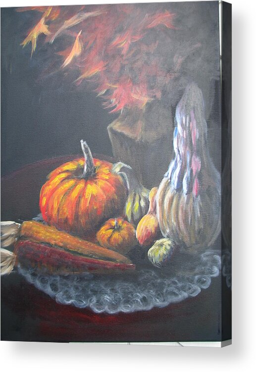 Still Life Acrylic Print featuring the painting An Autumn Sumphony by Patricia Kanzler