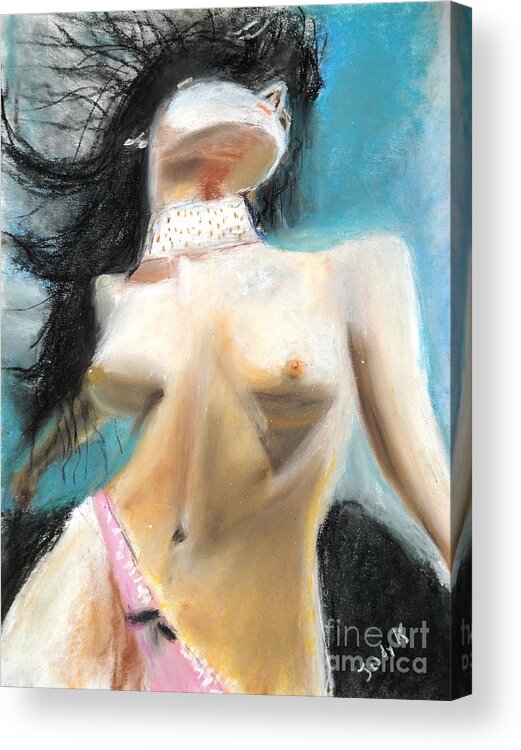 Nude Acrylic Print featuring the drawing Anatomy 101 by Judy Kay