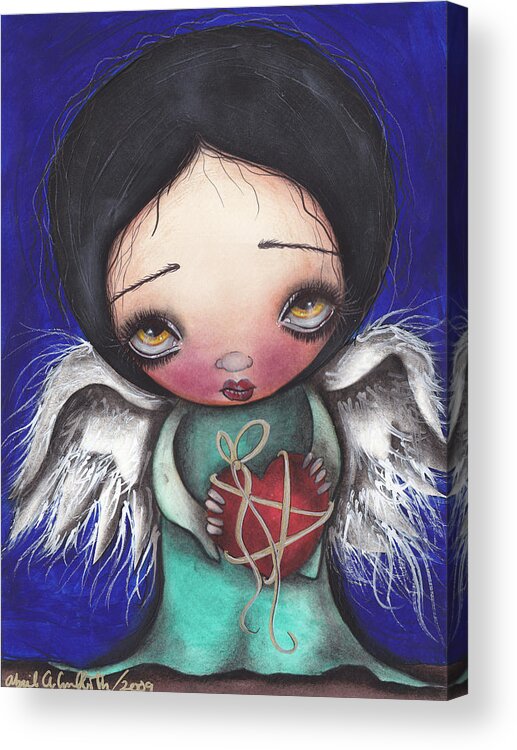 Angel Acrylic Print featuring the painting Angel with Heart by Abril Andrade