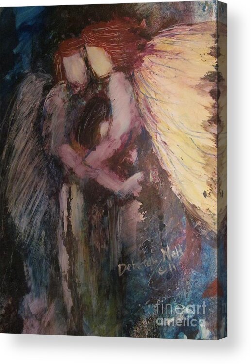 Angel Acrylic Print featuring the painting Angels Watching Over Me by Deborah Nell