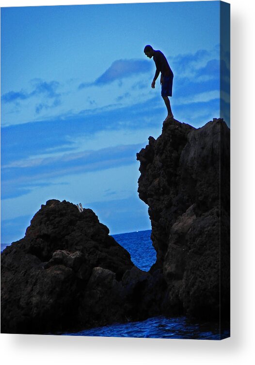 Rocky Coastline Acrylic Print featuring the photograph Anticipating Diving In by Elizabeth Hoskinson