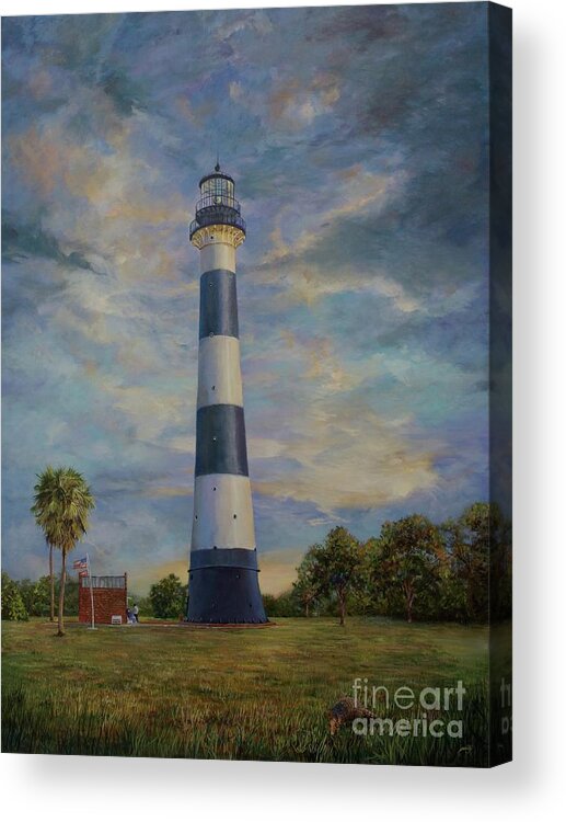 Landmark Acrylic Print featuring the painting Armadillo and lighthouse by AnnaJo Vahle