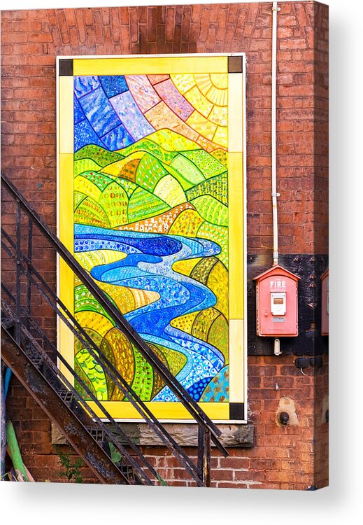 Bellows Falls Vermont Acrylic Print featuring the photograph Art And The Fire Escape by Tom Singleton
