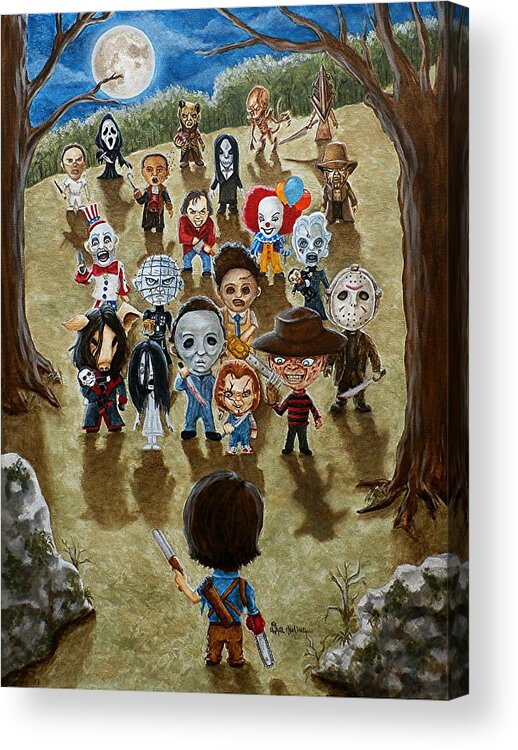 Horror Acrylic Print featuring the painting Ash vs Everybody by Al Molina