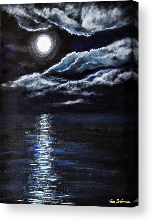 Moon Acrylic Print featuring the painting At Moonlight by Gina De Gorna