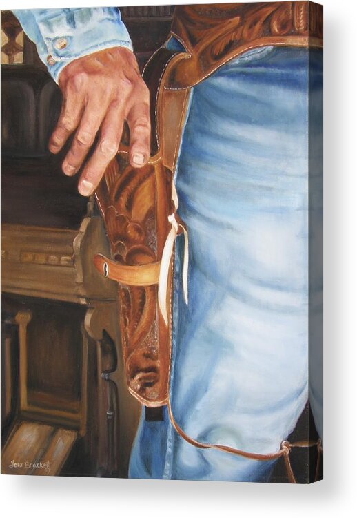 Cowboy Acrylic Print featuring the painting At the Ready by Lori Brackett