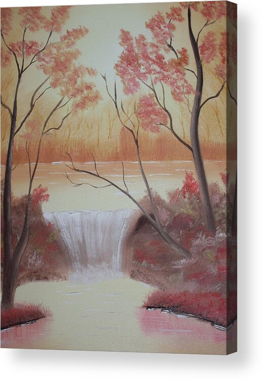 Oil Acrylic Print featuring the painting Autumn at The Falls by Warren Thompson