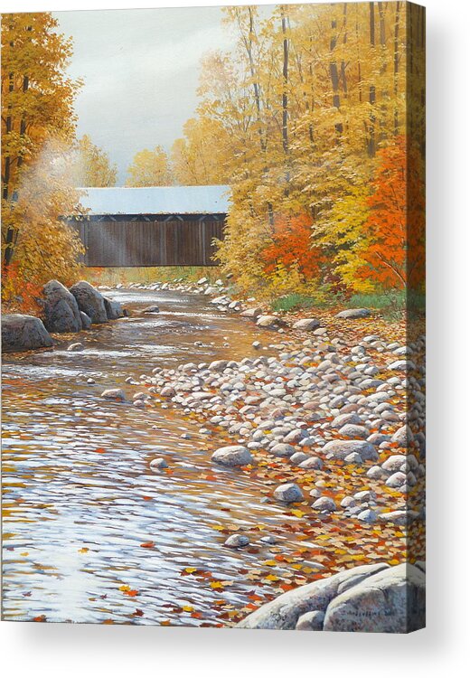 Landscape Acrylic Print featuring the painting Autumn in New England by Jake Vandenbrink