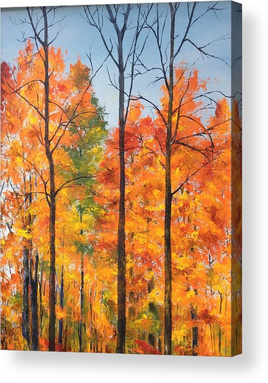 Trees Acrylic Print featuring the painting Autumn in South Wales NY by Ellen Canfield