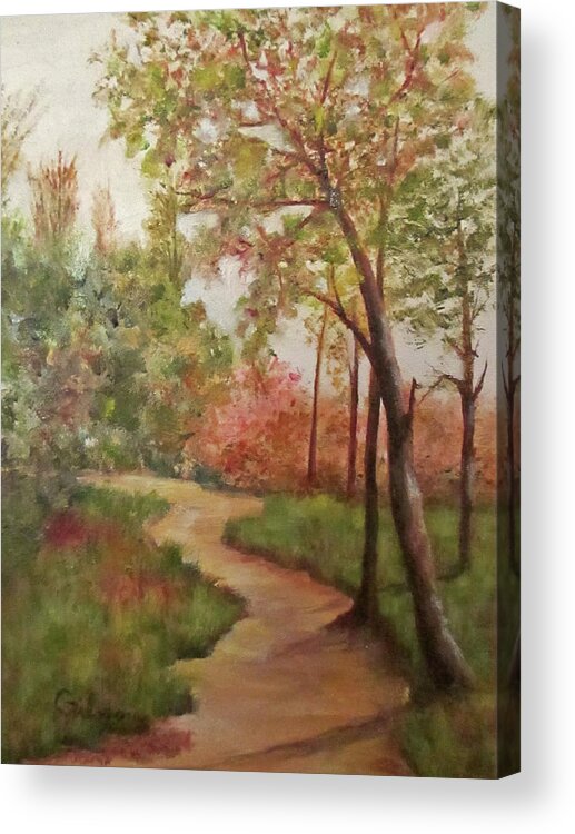 Landscape Acrylic Print featuring the painting Autumn Walk by Roseann Gilmore