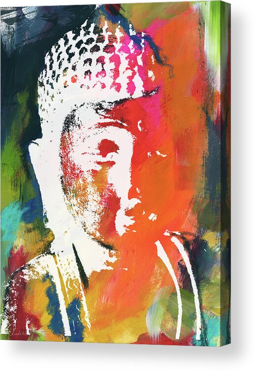 Buddha Acrylic Print featuring the mixed media Awakened Buddha 5- Art by Linda Woods by Linda Woods