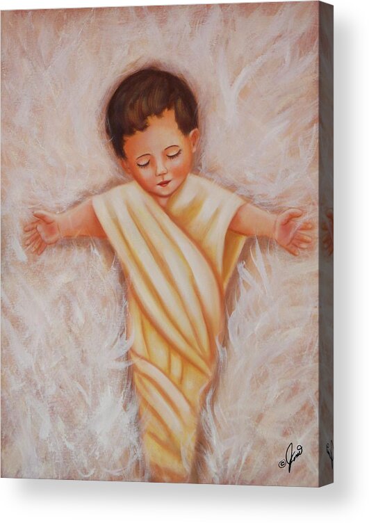 Baby Acrylic Print featuring the painting Baby Jesus by Joni McPherson