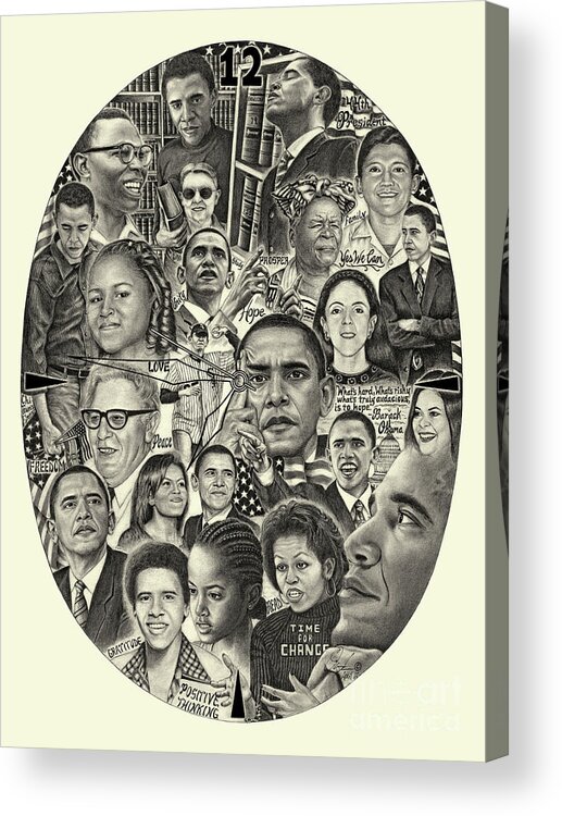 Barackobamaart Acrylic Print featuring the drawing Barack Obama- Time For Change by Omoro Rahim