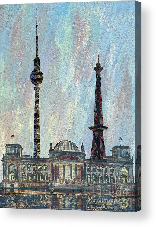 Berlin Acrylic Print featuring the painting Berlin - Monuments by Horst Rosenberger