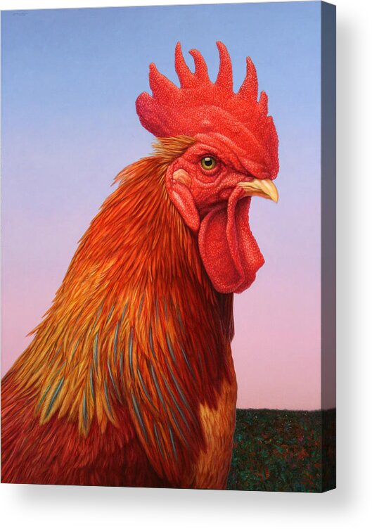 Rooster Acrylic Print featuring the painting Big Red Rooster by James W Johnson
