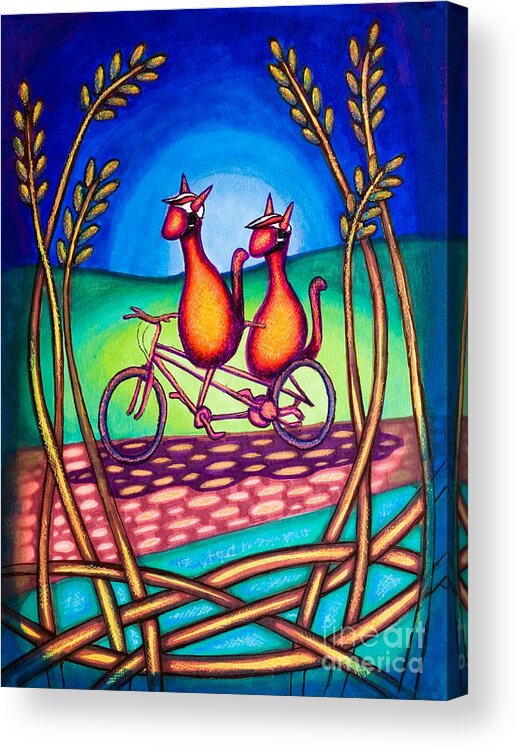 Biking Acrylic Print featuring the drawing Biker Kats by Laurie Tietjen