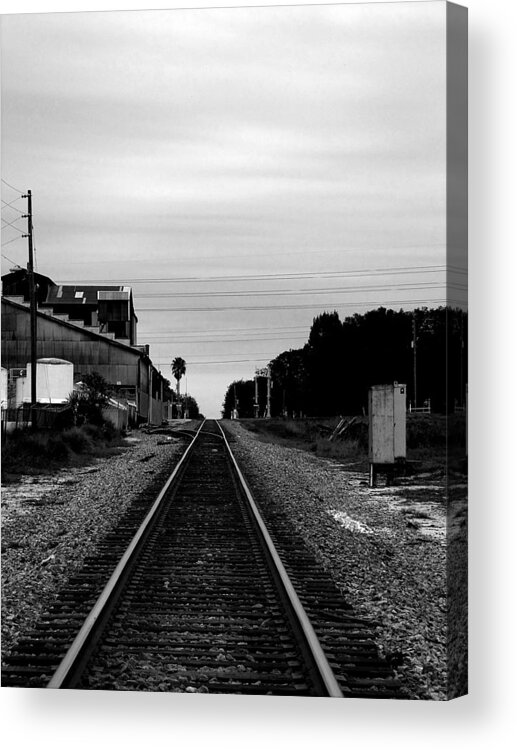 Train Acrylic Print featuring the photograph Black and White Lake Alfred Siding by Christopher Mercer