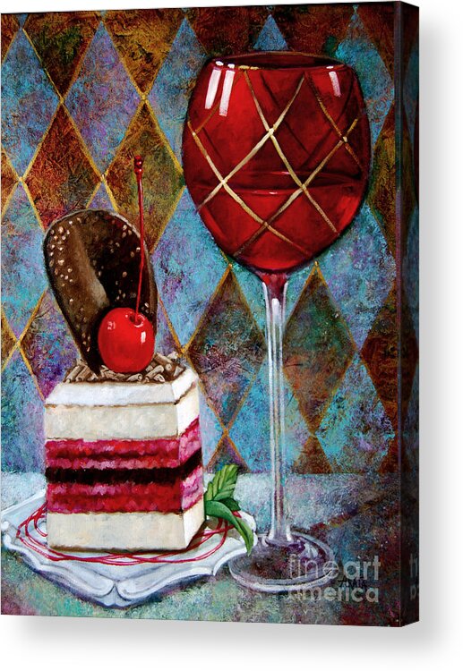 Vino Acrylic Print featuring the painting Black Cherry Tiramisu by Geraldine Arata