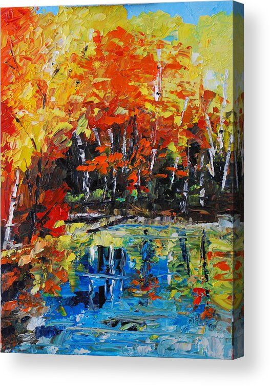  Landscape Acrylic Print featuring the painting Blazing Reflections by Phil Burton