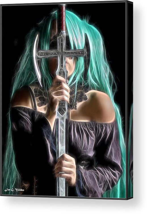 Fantasy Acrylic Print featuring the painting Blind Justice by Jon Volden