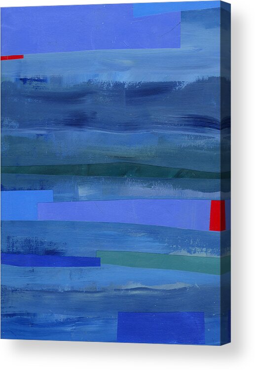 Abstract Art Acrylic Print featuring the painting Blue Stripes 1 by Jane Davies